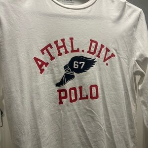 Polo by Ralph Lauren White Long Sleeve Tee with Red and Blue Design